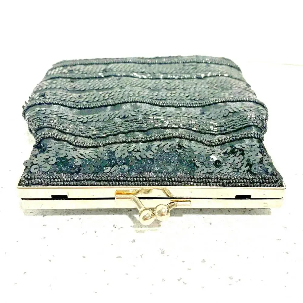 Vintage 90's La Regale Black Satin Evening Bag Converts to Elegant Clutch Purse